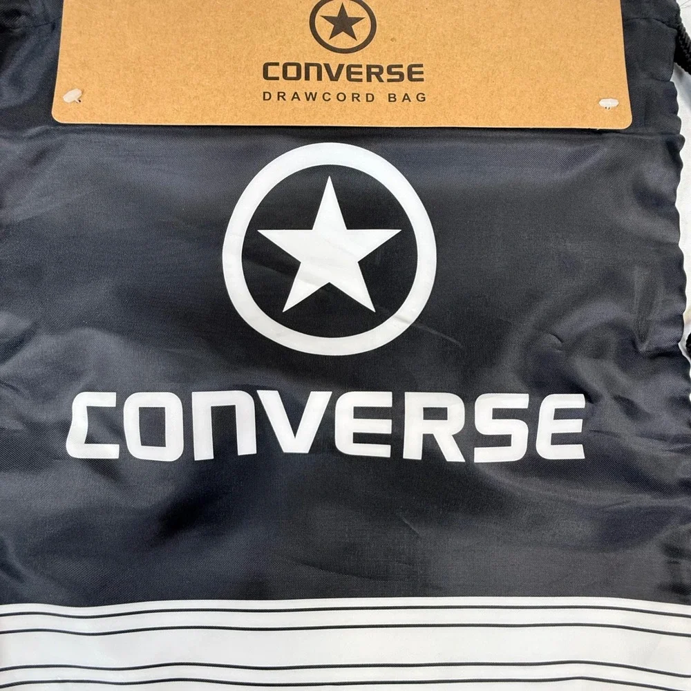 Converse All Star Drawcord Bag Black White‎ Cinch Sack Drawstring Backpack NEW